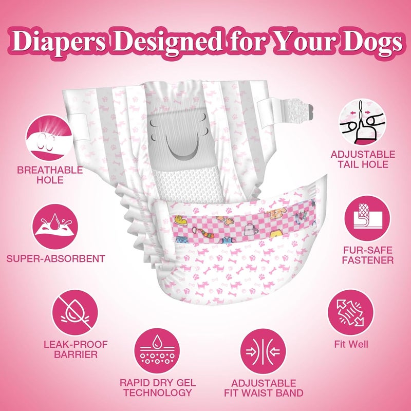Dono Disposable Dog Diapers Female, Super Absorbent Doggie Diaper, Rapid-Dry Gel Technology Puppy Diapers, Leak-Proof Fit for Doggy Cat in Heat, Excitable Urination, Incontinence, Medium - Image 2